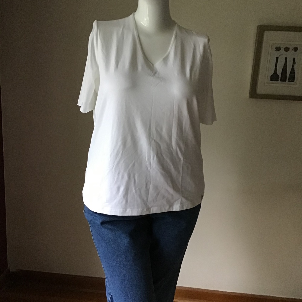 Classic White V-Neck Women's Top